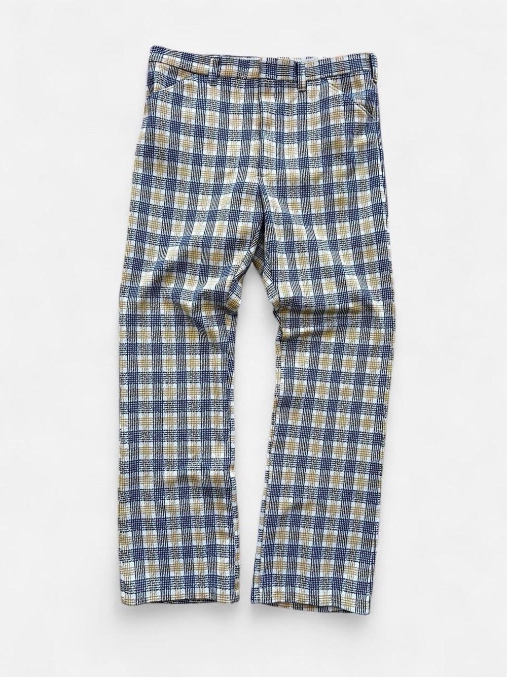 Vintage 70s Plaid Polyester Pants Disco Golf Talon Zipper Retro Leisure Pants 34
